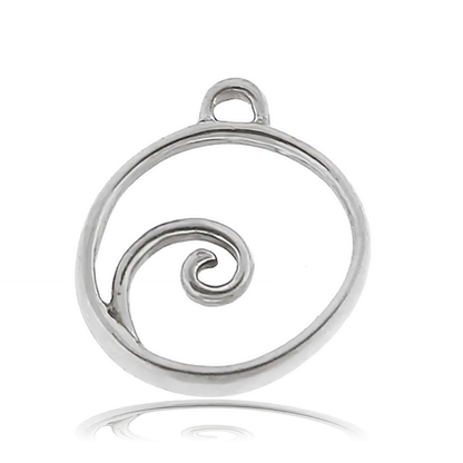 White Chalcedony Stone Bracelet with Wave Sterling Silver Charm