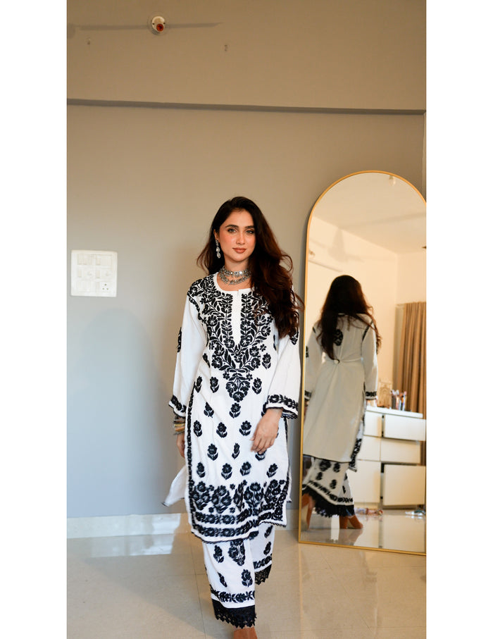 White Muse Chikankari Set