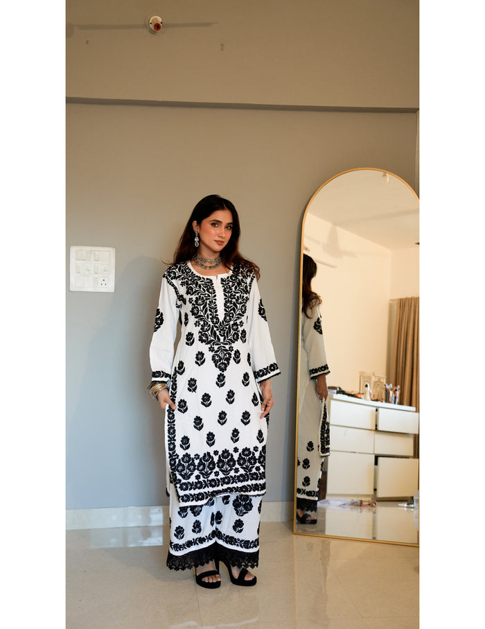 White Muse Chikankari Set