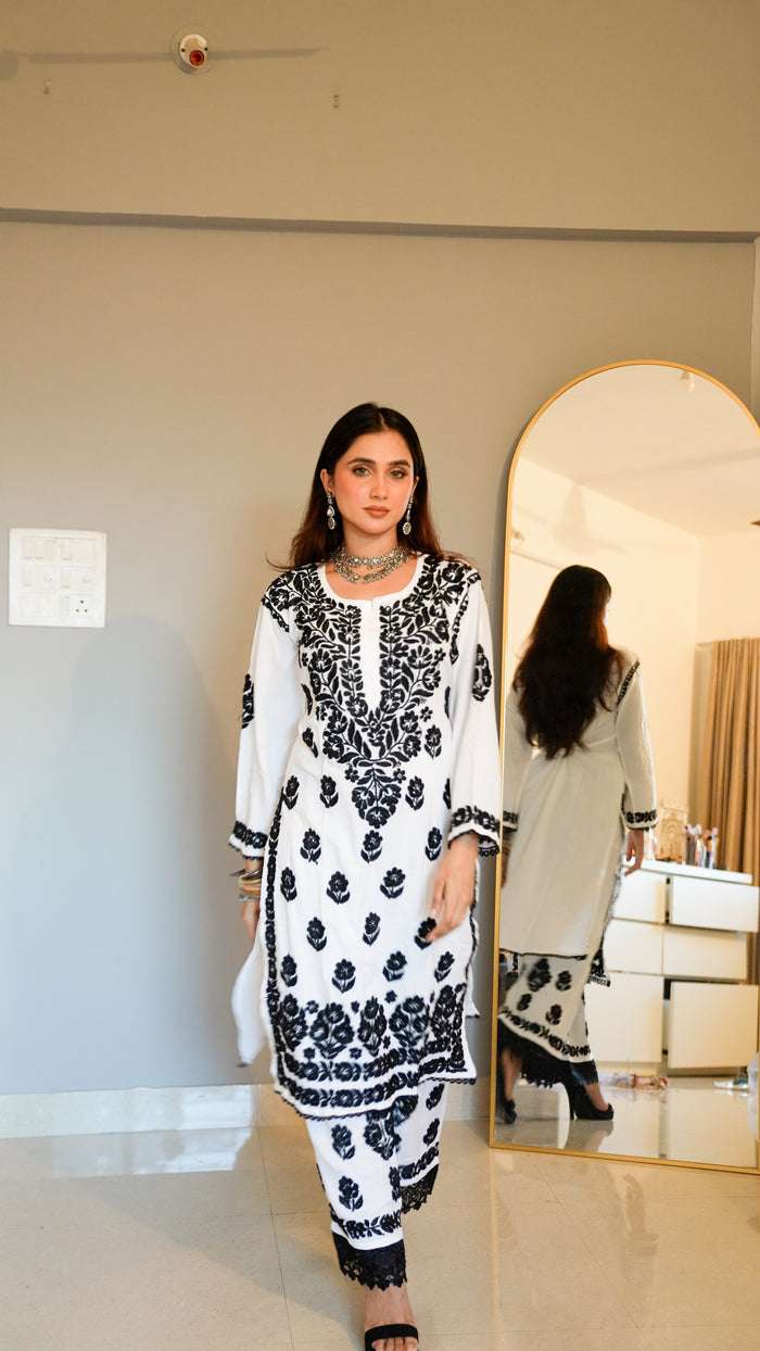 White Muse Chikankari Set