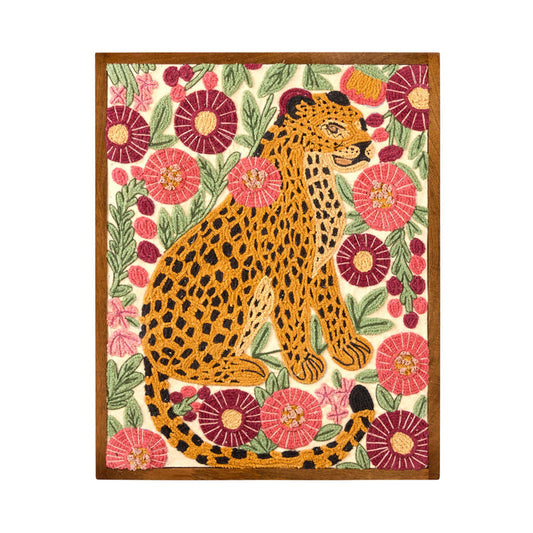 Wildkind Cheetah Bloom Embroidered Wall Art 60x76cm