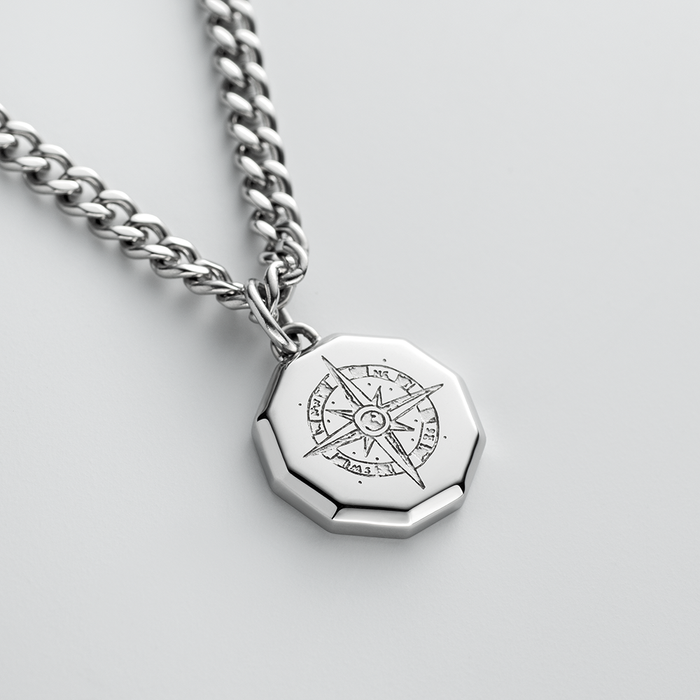 Windrose III Halskette Silber