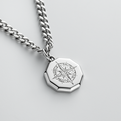 Windrose III Halskette Silber