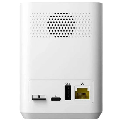 White electronic device with ports on a white background