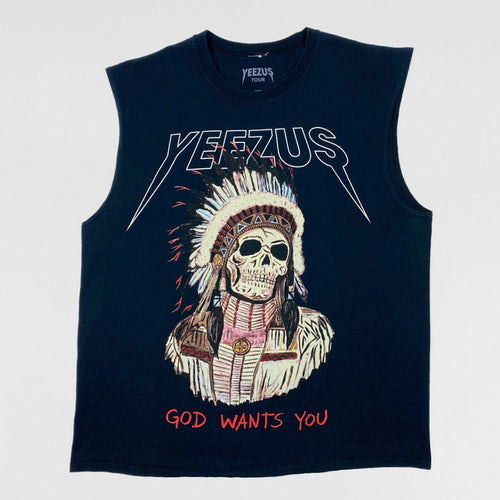 Yeezus Tour 2013 Native Skull 'I Aint Coming Down' Cut Off Tee