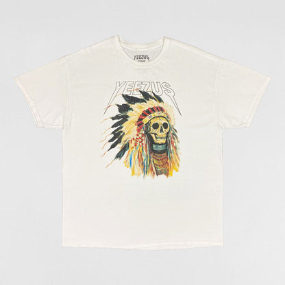 Yeezus Tour 2013 OG Native Skull Tee In White By Wes Lang