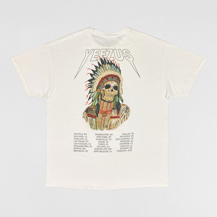 Yeezus Tour 2013 OG Native Skull Tee In White By Wes Lang