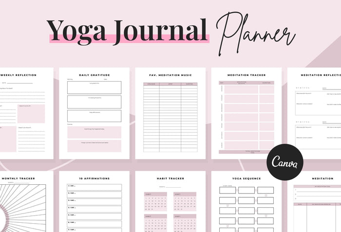 Ladystrategist Yoga Printable and Editable Journal Canva Template instagram canva templates social media templates etsy free canva templates