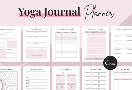 Ladystrategist Yoga Printable and Editable Journal Canva Template instagram canva templates social media templates etsy free canva templates