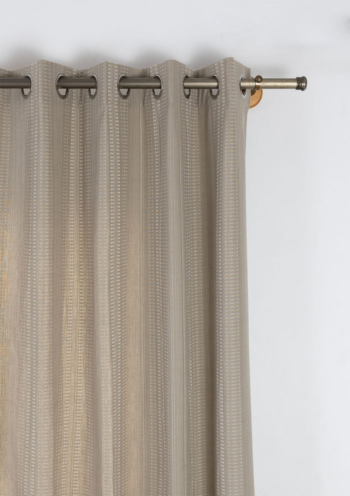 Zia Grey Neutral 100% Cotton Textured Curtain For Livingroom / Bedroom | Room Darkening | Single Piece