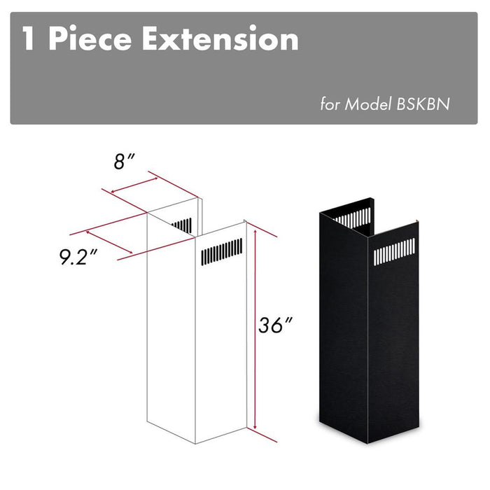 ZLINE 1-36 in. Chimney Extension for 9 ft. to 10 ft. Ceilings in Black Stainless (1PCEXT-BSKBN) main image.