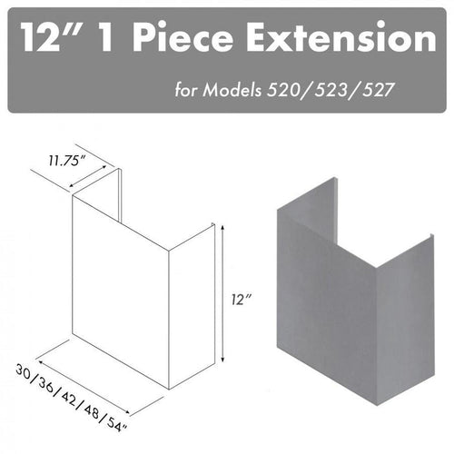 ZLINE 12 in. Chimney for 54 in. Under Cabinet Hoods (520/523/527-54-1FTEXT) main image.