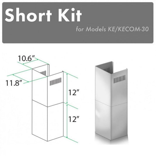 ZLINE 2-12 in. Short Chimney Pieces for 7 ft. to 8 ft. Ceilings (SK-KE/KECOM-30) main image.