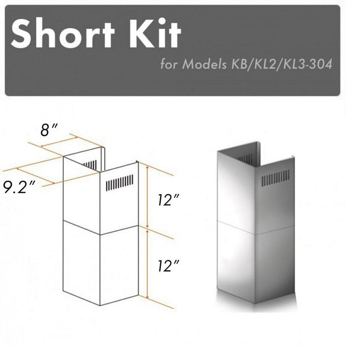 ZLINE 2-12 in. Short Chimney Pieces for 7.4 ft. to 8 ft. Ceilings (SK-KB/KL2/KL3-304) main image.