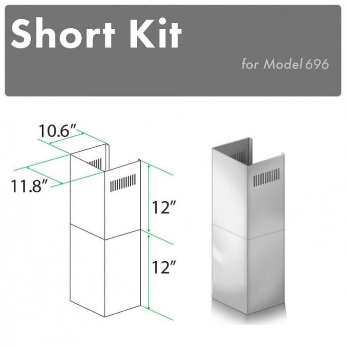 ZLINE 2-12 in. Short Chimney Pieces for 7.6 ft. to 8 ft. Ceilings (SK-696) main image.