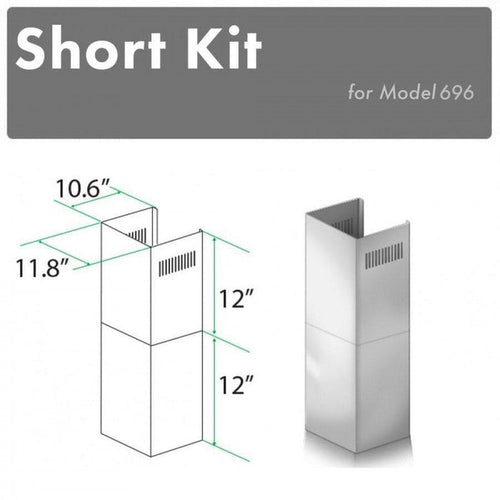 ZLINE 2-12 in. Short Chimney Pieces for 7.6 ft. to 8 ft. Ceilings (SK-696) main image.