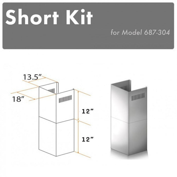 ZLINE 2-12 in. Short Chimney Pieces for 8 ft. Ceilings (SK-687-304) main image.
