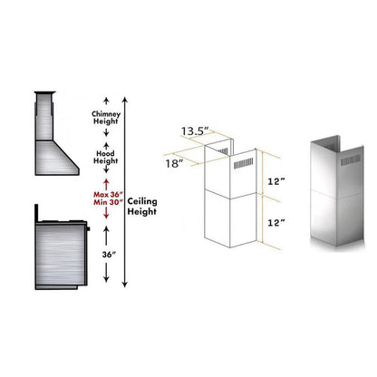 ZLINE 2-12 in. Short Chimney Pieces for 8 ft. Ceilings (SK-687)