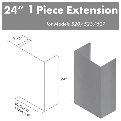 ZLINE 24 in. Chimney for 54 in. Under Cabinet Hoods (520/523/527-54-2FTEXT) main image.