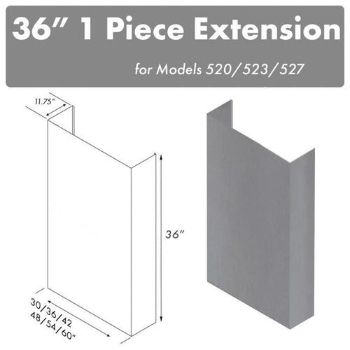 ZLINE 36 in. Chimney for 42 in. Under Cabinet Hoods (520/523/527-42-3FTEXT) main image.
