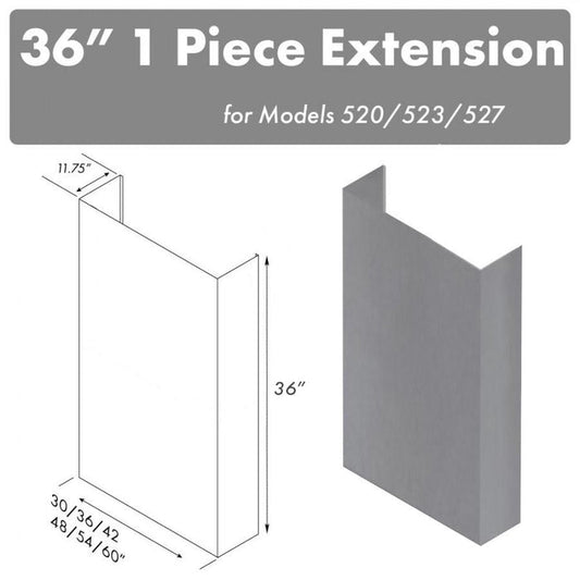 ZLINE 36 in. Chimney for 42 in. Under Cabinet Hoods (520/523/527-42-3FTEXT) main image.
