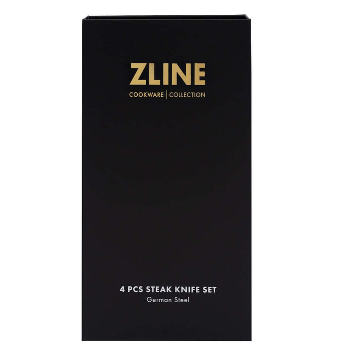 ZLINE 4-Piece Professional German Steel Steak Knife Set (STK-GS-4) box, front.