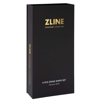 ZLINE 4-Piece Professional German Steel Steak Knife Set (STK-GS-4) box, side.
