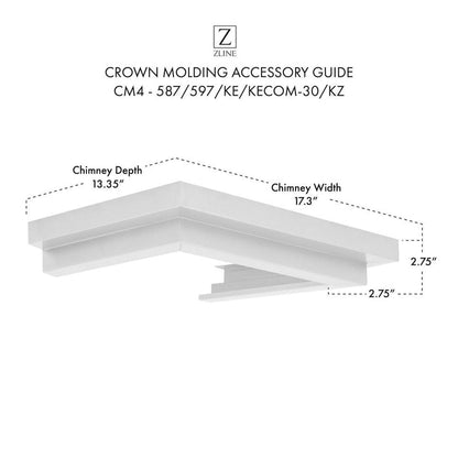 ZLINE Crown Molding 4 For Wall Range Hood (CM4-587/597/KE/KECOM-30/KZ)
