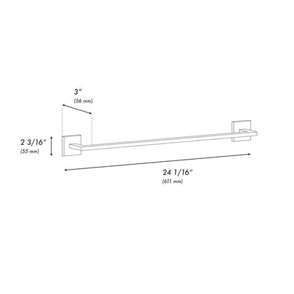 ZLINE Palisades 24 in. Towel Rail in Champagne Bronze (RBCN1-TR-CB) dimensional diagram.