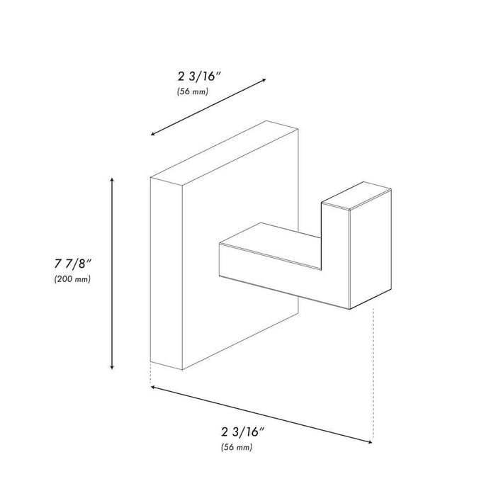 ZLINE Palisades Towel Hook in Brushed Nickel (RBCN1-HK-BN) dimensional diagram.