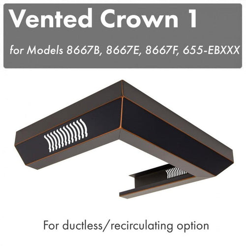ZLINE Vented Crown Molding Profile 1 For Wall Mount Range Hood (CM1V-8667B) main image.