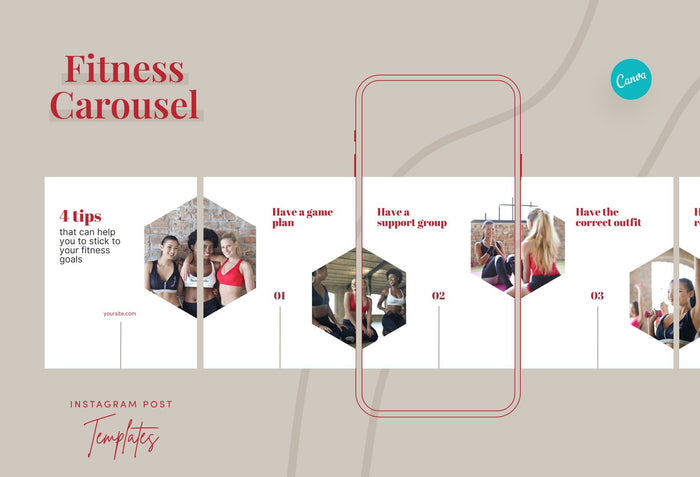Ladystrategist Zoe Fitness 6-Page Carousel Canva Template instagram canva templates social media templates etsy free canva templates